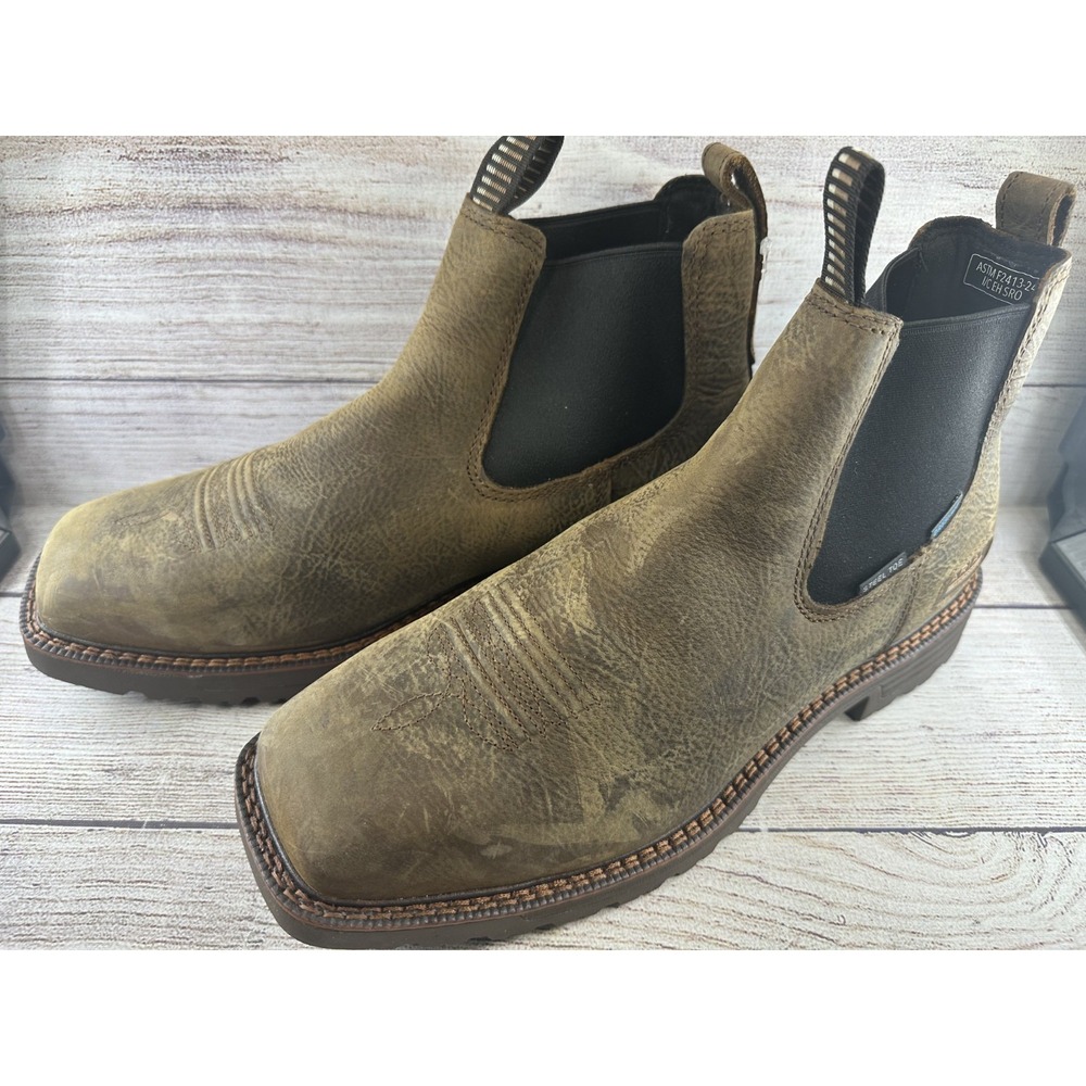 Ariat Activator Chelsea Men's Rye Brown Waterproof Steel Toe Work Boots Sz 10 EE